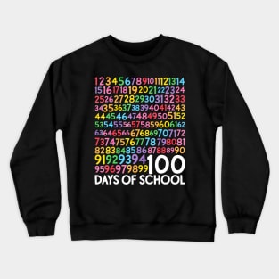 100th day of school teacher kids 100 days math numbers Crewneck Sweatshirt